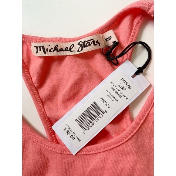 NWT Michal Stars Racerback Ruched Midi Tank Dress in Fresco - Picture 6 of 10